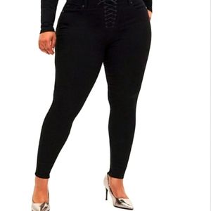 Corset Style Lace Up Skinny Jeans